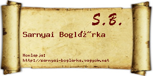 Sarnyai Boglárka névjegykártya